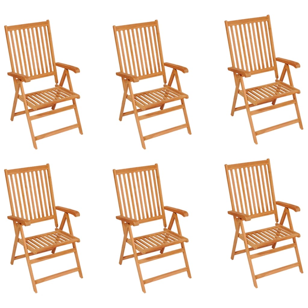 Cadeiras de jardim c/ almofadões verdes 6 pcs teca maciça