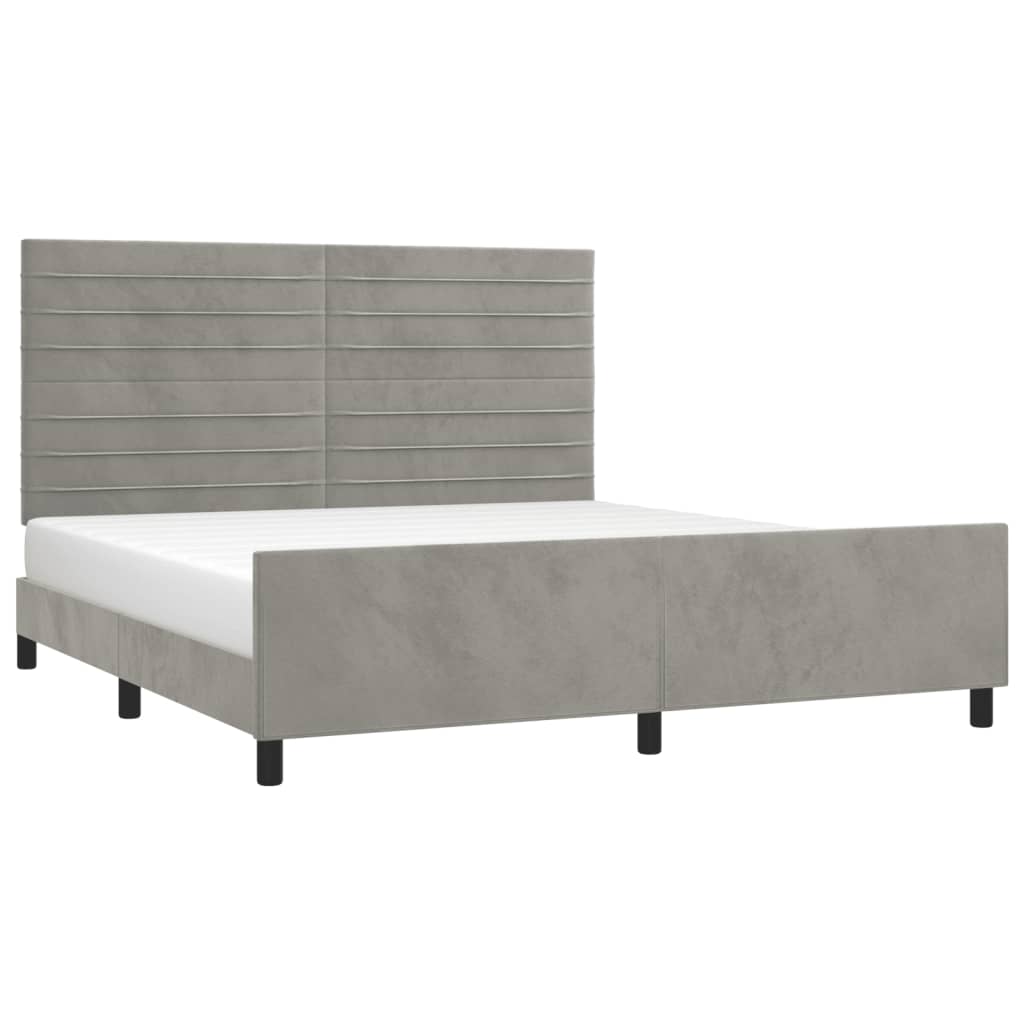 Estrutura de cama sem colchão 160x200 cm veludo cinzento-claro