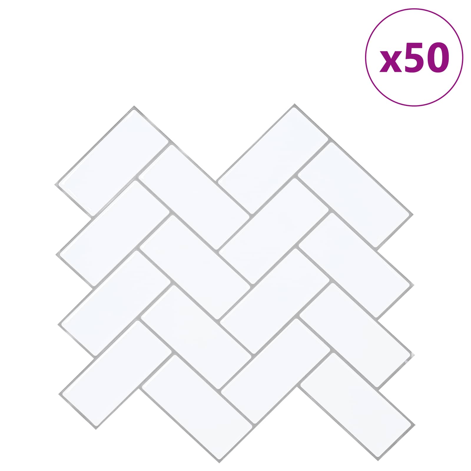 Azulejo chevron 50 unid. branco e cinza 30 x 30 cm