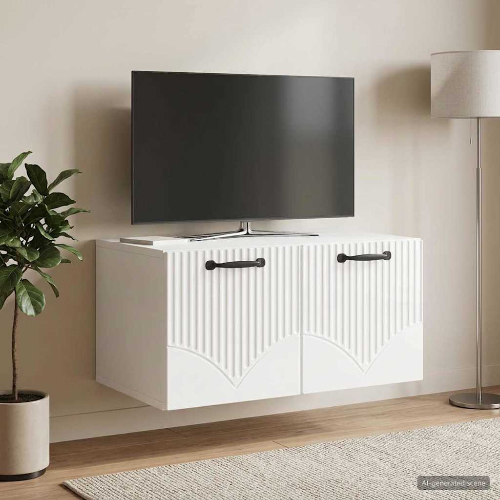 Gabinete de TV de parede branco brilhante 59,5 x 41 x 30 cm