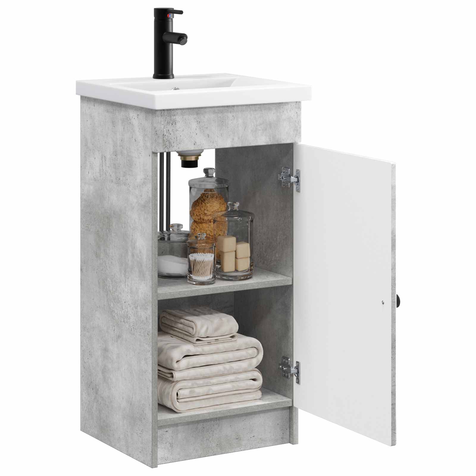 Gabinete de banheiro com pia cinzento cimento 42 x 40 x 84,5 cm