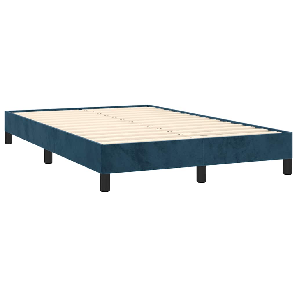 Cama boxspring com colchão 120x190 cm veludo azul-escuro