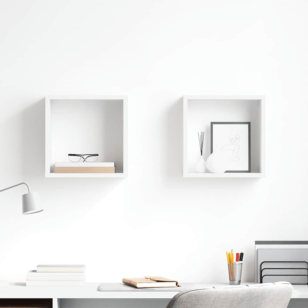 Prateleiras de parede em forma de cubo 2 pcs 30x15x30cm branco