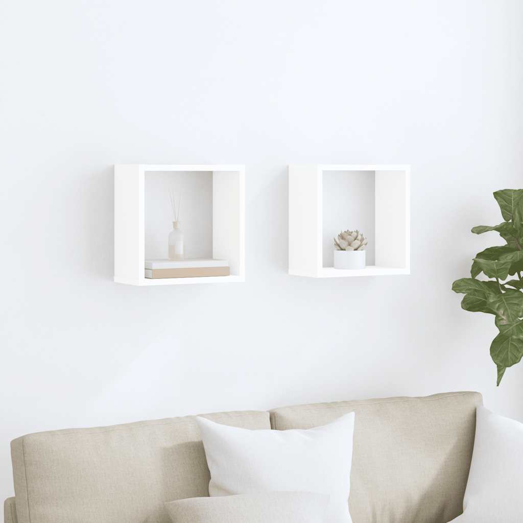 Prateleiras de parede em forma de cubo 2 pcs 30x15x30cm branco