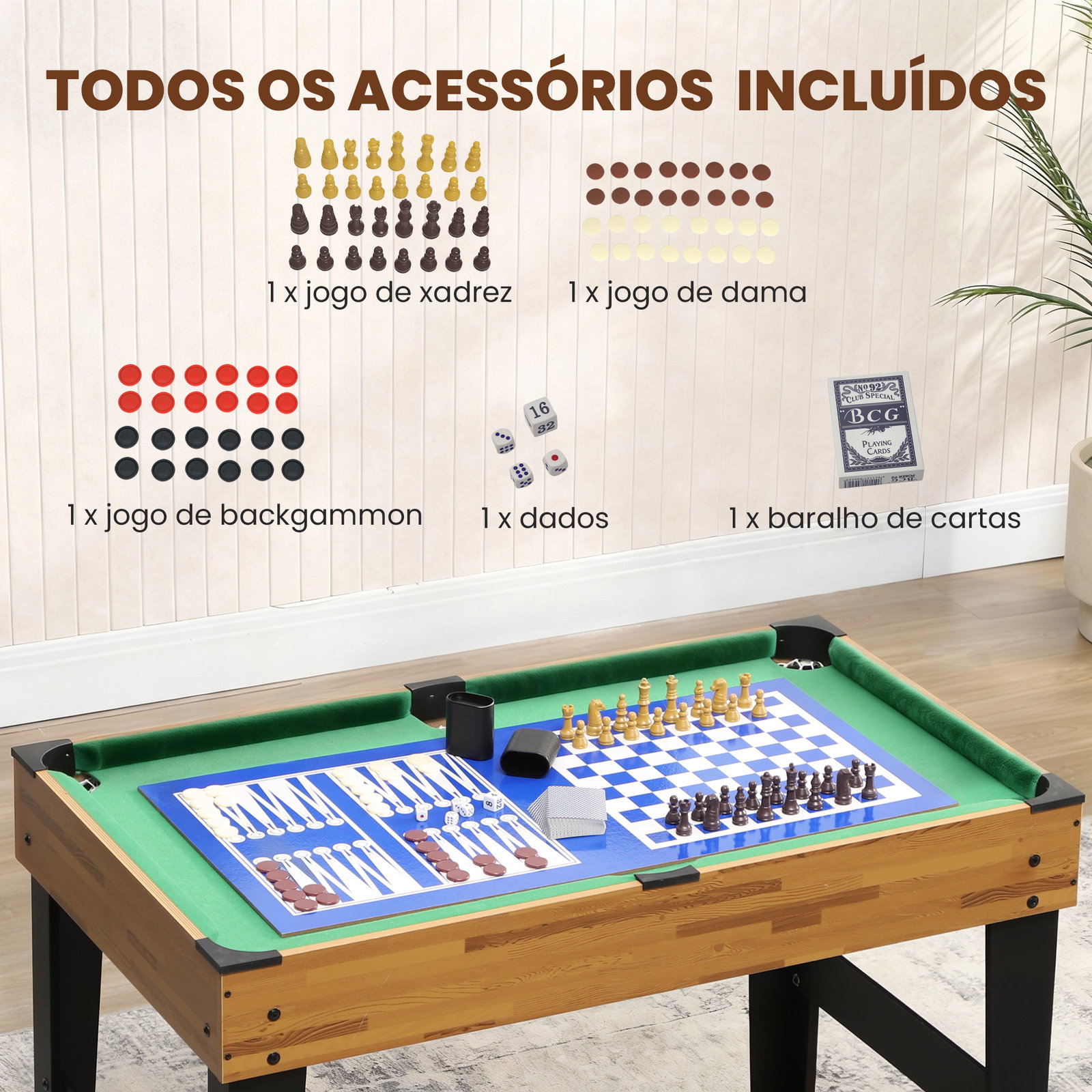 Mesa multijogos 13 em 1 mesa de jogo com matraquilho bilhar ping-pong hóquei xadrez damas backgammon e acessórios 121x109x80 cm madeira e preto