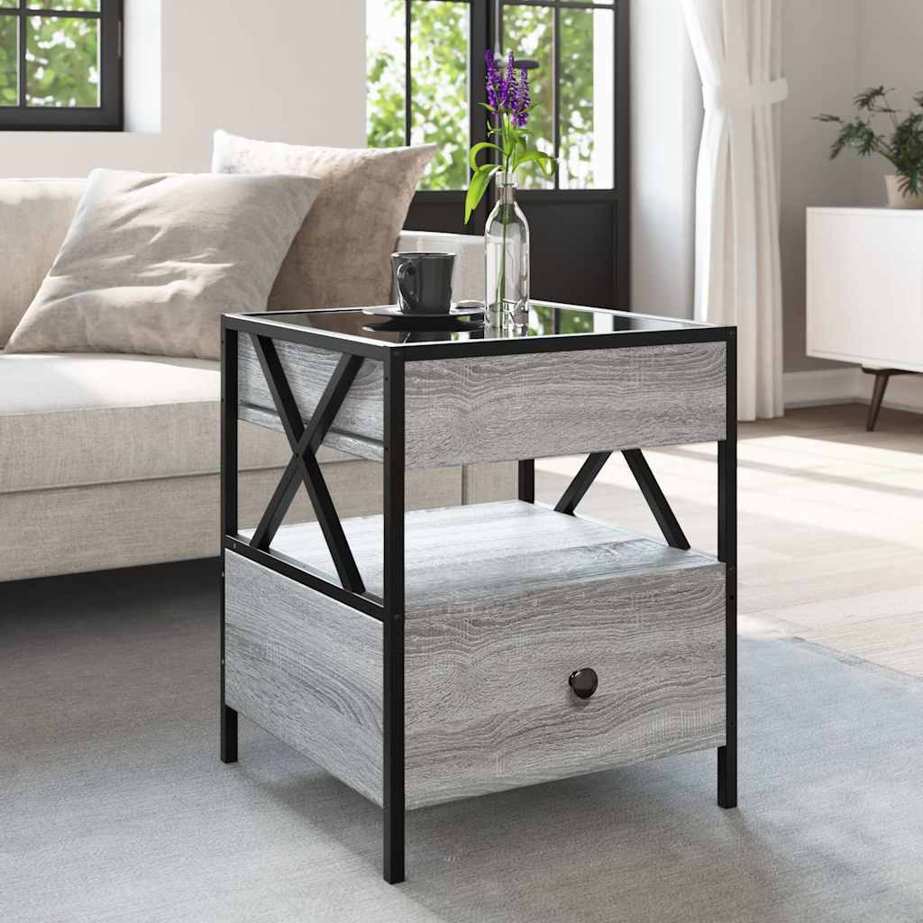 Mesa de centro luzes LED infinity 40x40x51 cm cinzento sonoma