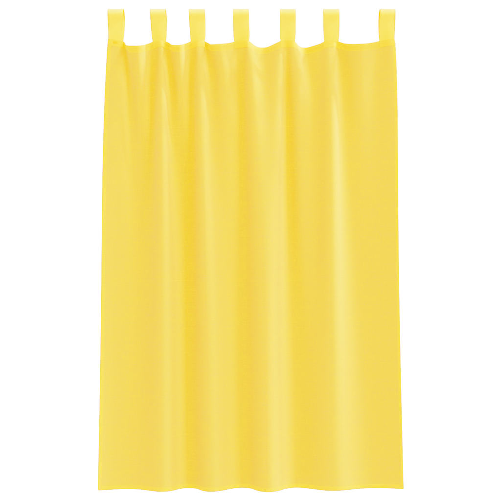Cortinas de voile com laços 2 pcs amarelo 140x175 cm