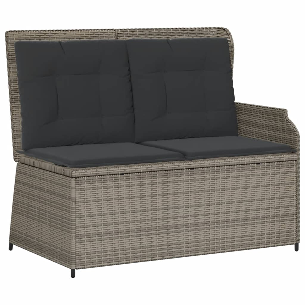 5 Pcs conjunto lounge de jardim c/ almofadões vime PE cinzento