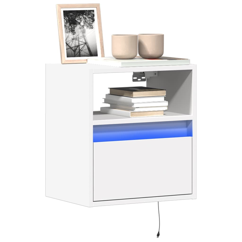 Móvel de parede para TV com luzes LED 41x31x45 cm branco