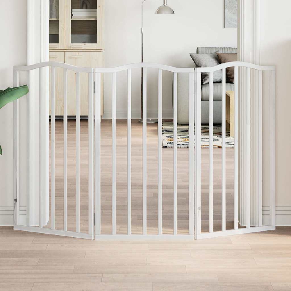 Portão para cães dobrável 3 painéis 150 cm álamo branco