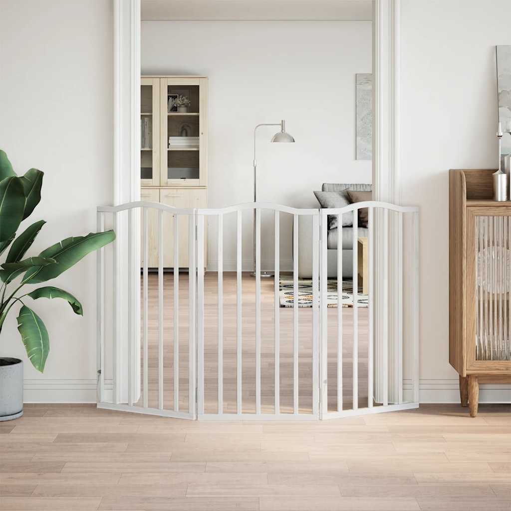 Portão para cães dobrável 3 painéis 150 cm álamo branco