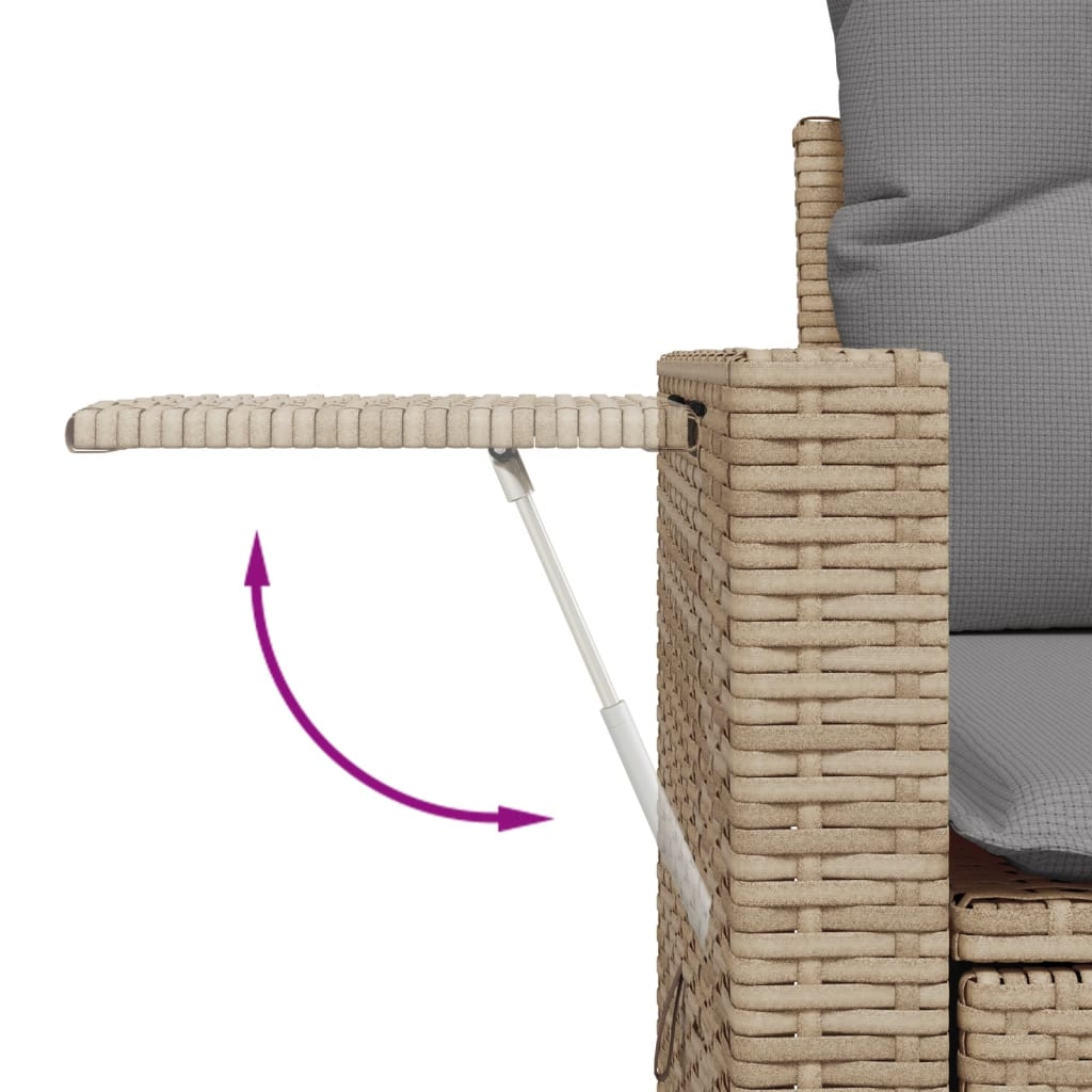 7 Pcs conjunto de sofás p/ jardim com almofadões vime PE bege
