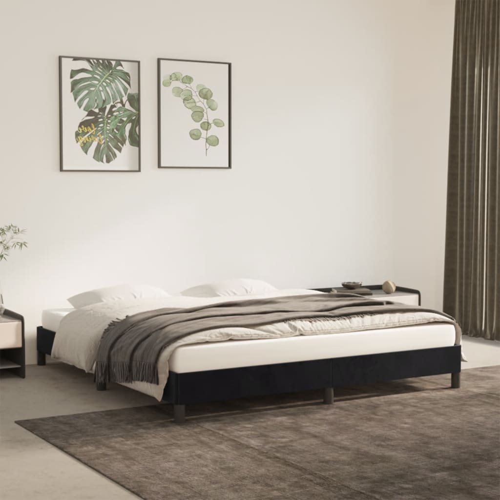 Estrutura de cama sem colchão 180x200 cm veludo preto