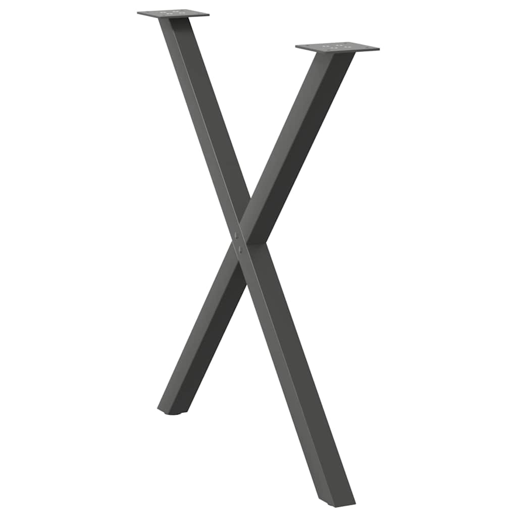 Pés para mesa de jantar em formato de x, 2 peças, antracite, 80x (72-73) cm, aço