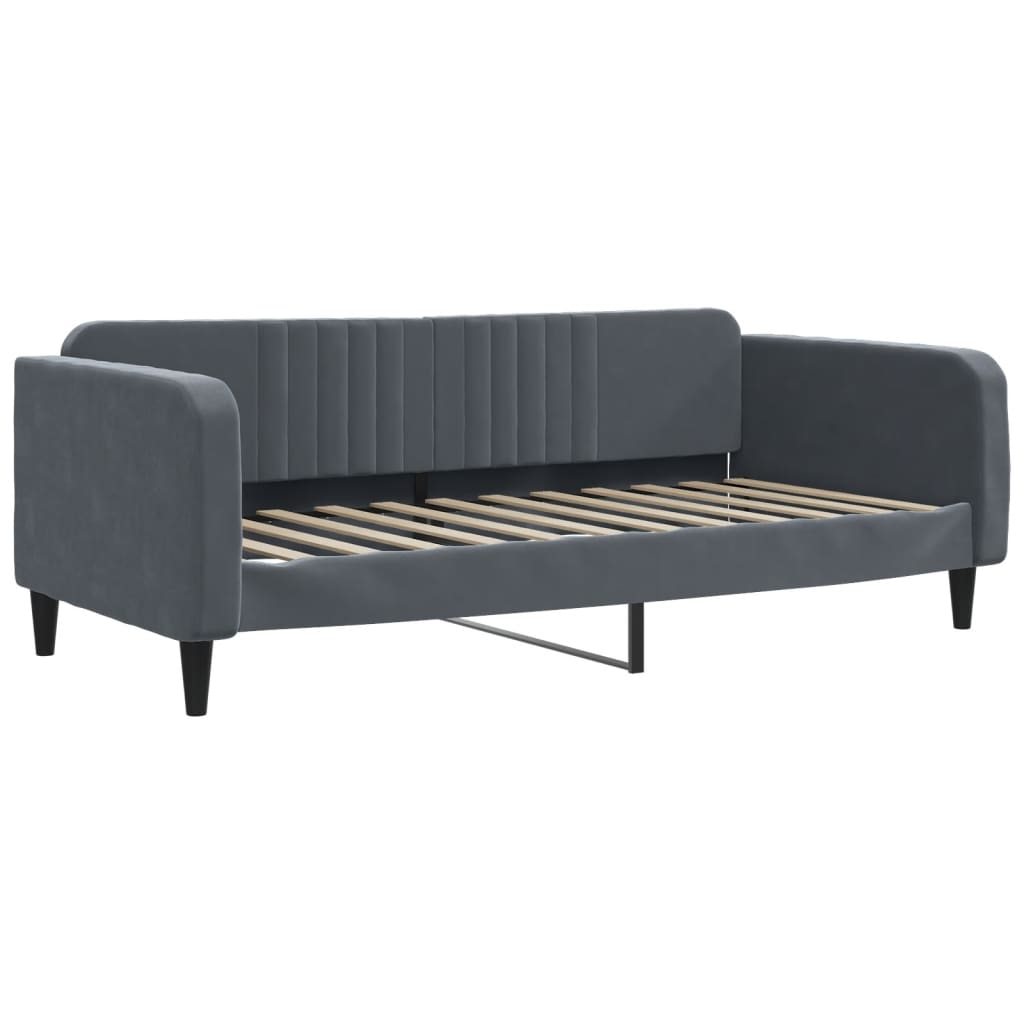 Sofá-cama com colchão 100x200 cm veludo cinzento-escuro