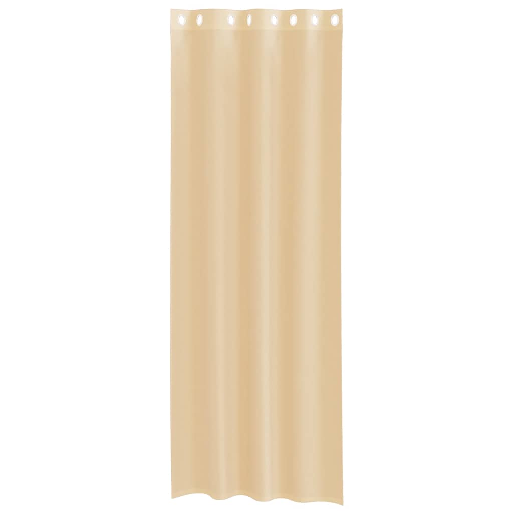 Cortinas de voile com ilhós 2 pcs areia