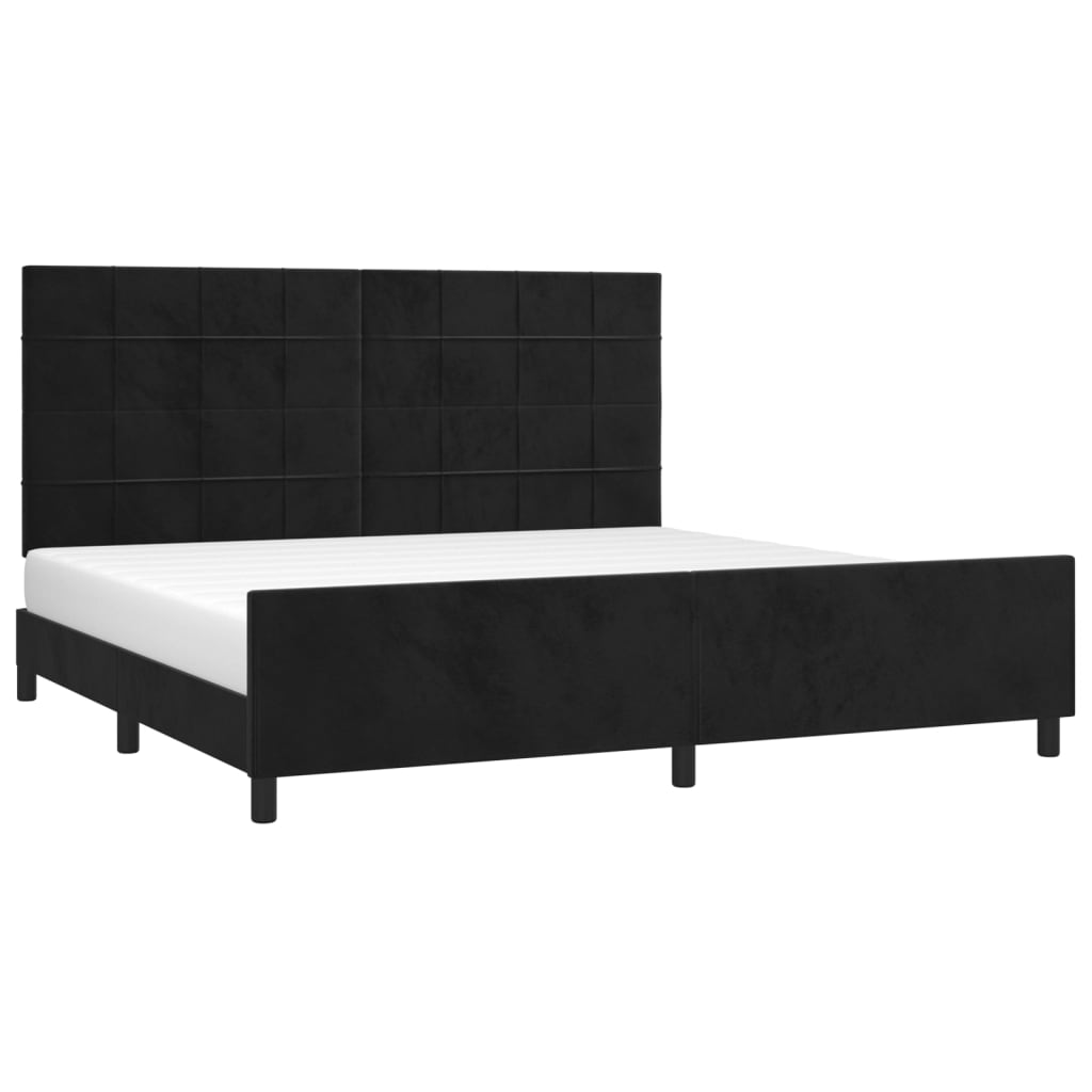 Estrutura de cama sem colchão 200x200 cm veludo preto