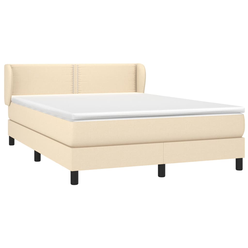 Cama com molas/colchão 140x190 cm tecido cor creme