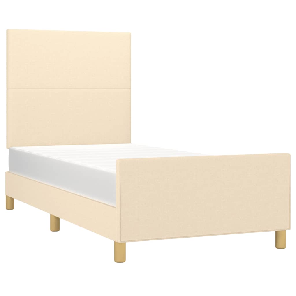Estrutura de cama sem colchão 90x200 cm tecido creme