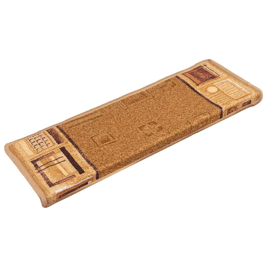 Tapetes de escadas adesivos 10 pcs 65x21x4 cm bege