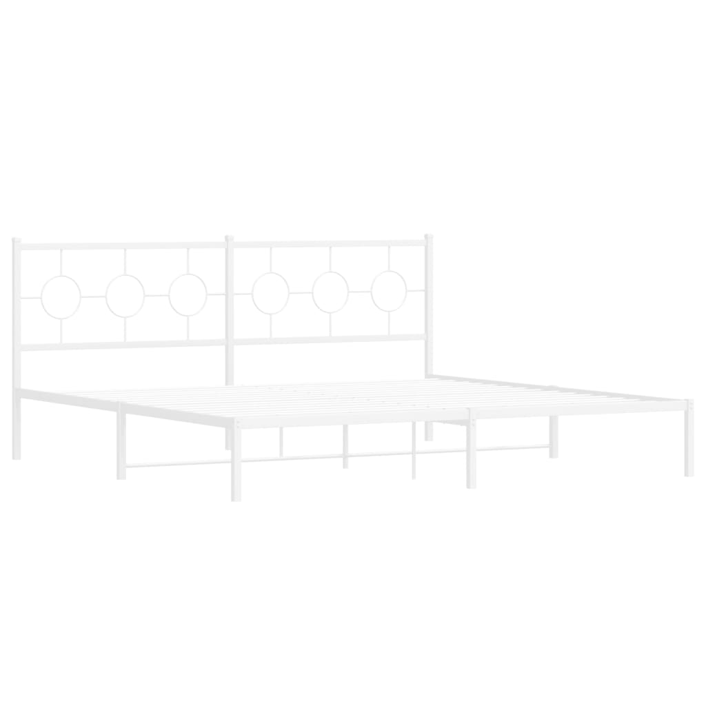 Estrutura de cama com cabeceira 193x203 cm metal branco