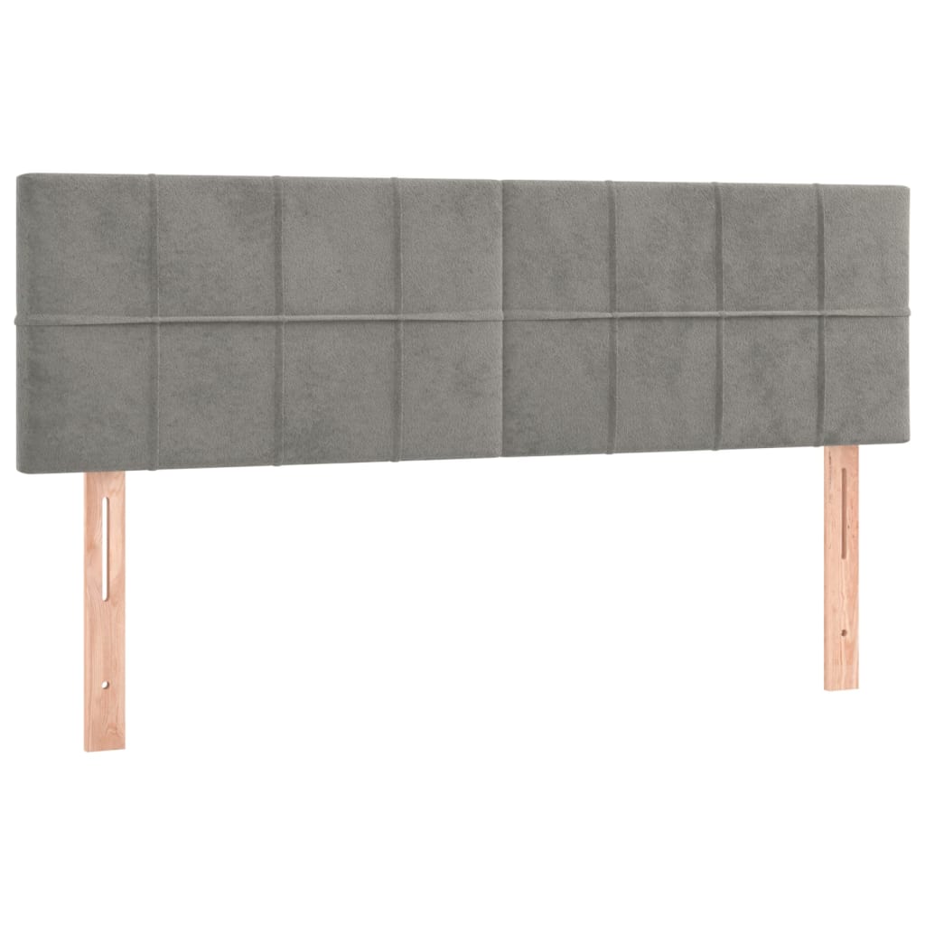 Cabeceira de cama c/luzes LED veludo 144x5x78/88 cm cinza-claro