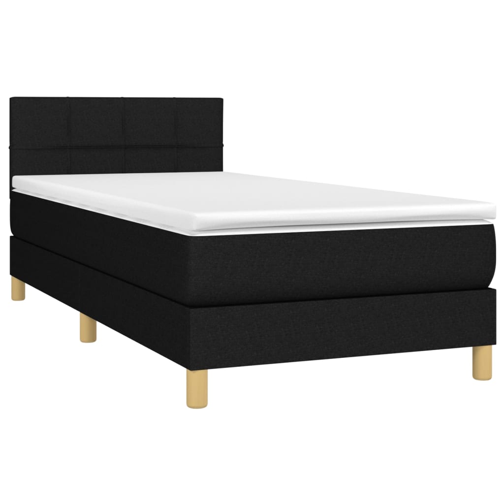 Cama com molas/colchão 80x200 cm tecido preto