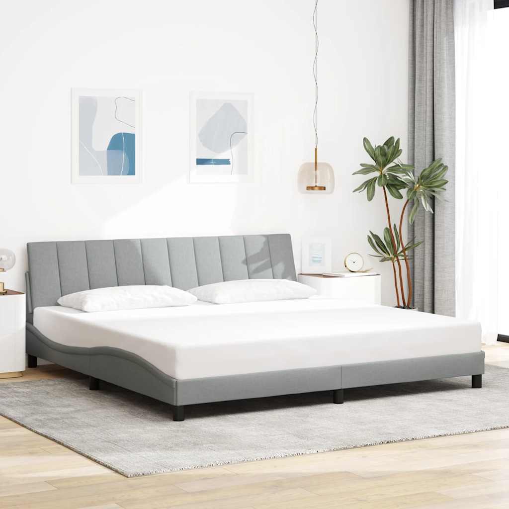 Estrutura de cama sem colchão hanko 200x200 cm tecido cinzento-claro