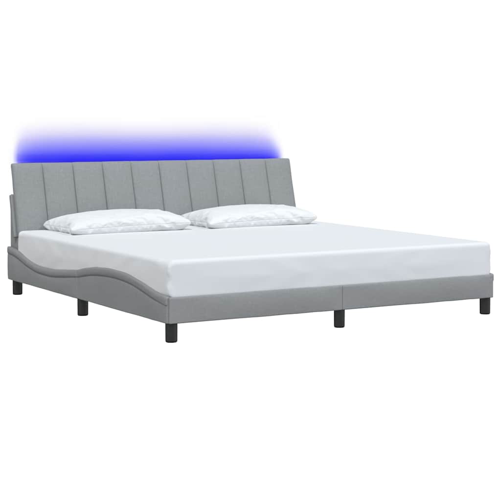 Estrutura de cama sem colchão hanko 200x200 cm tecido cinzento-claro