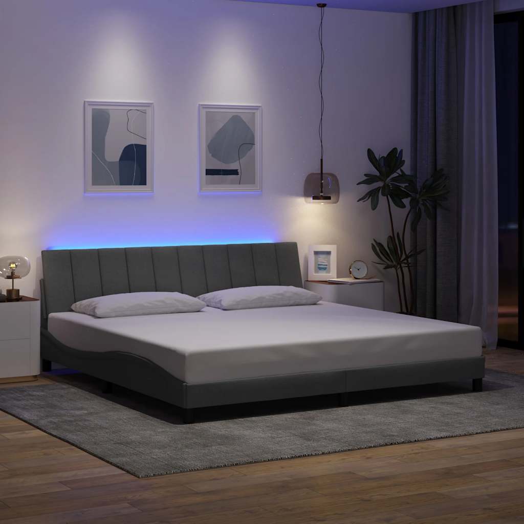 Estrutura de cama sem colchão hanko 200x200 cm tecido cinzento-claro