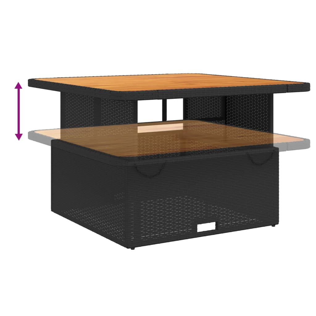 2 Pcs conjunto de jantar p/ jardim c/ almofadões vime PE preto