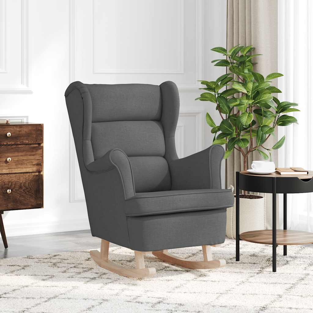 Cadeira de baloiço 74x90x102 cm tecido cinzento-escuro