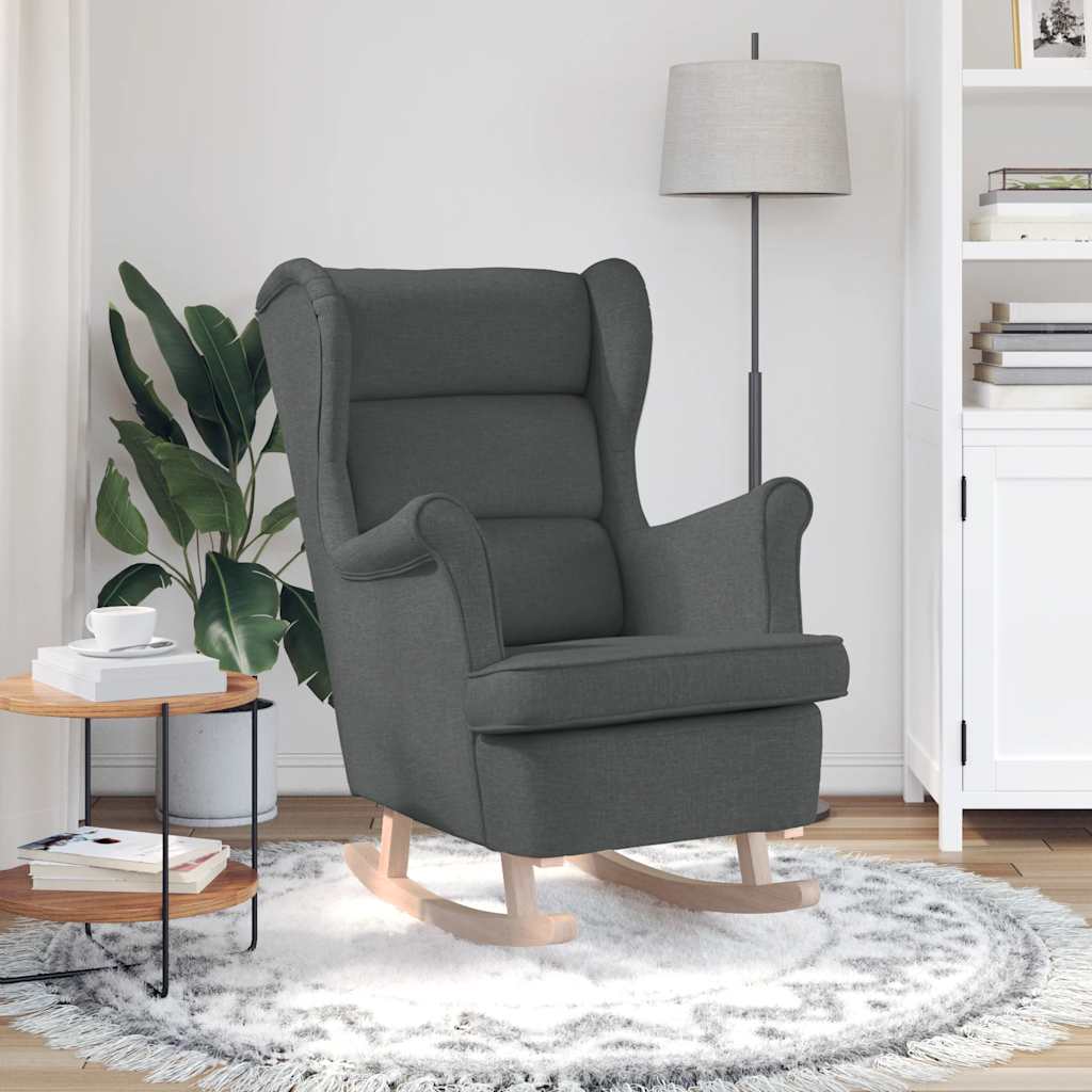 Cadeira de baloiço 74x90x102 cm tecido cinzento-escuro