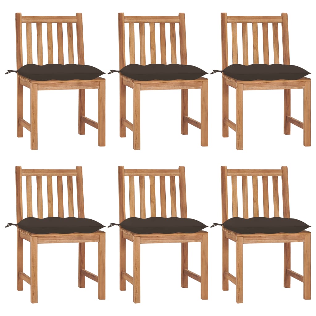 Cadeiras de jardim 6 pcs c/ almofadões madeira de teca maciça