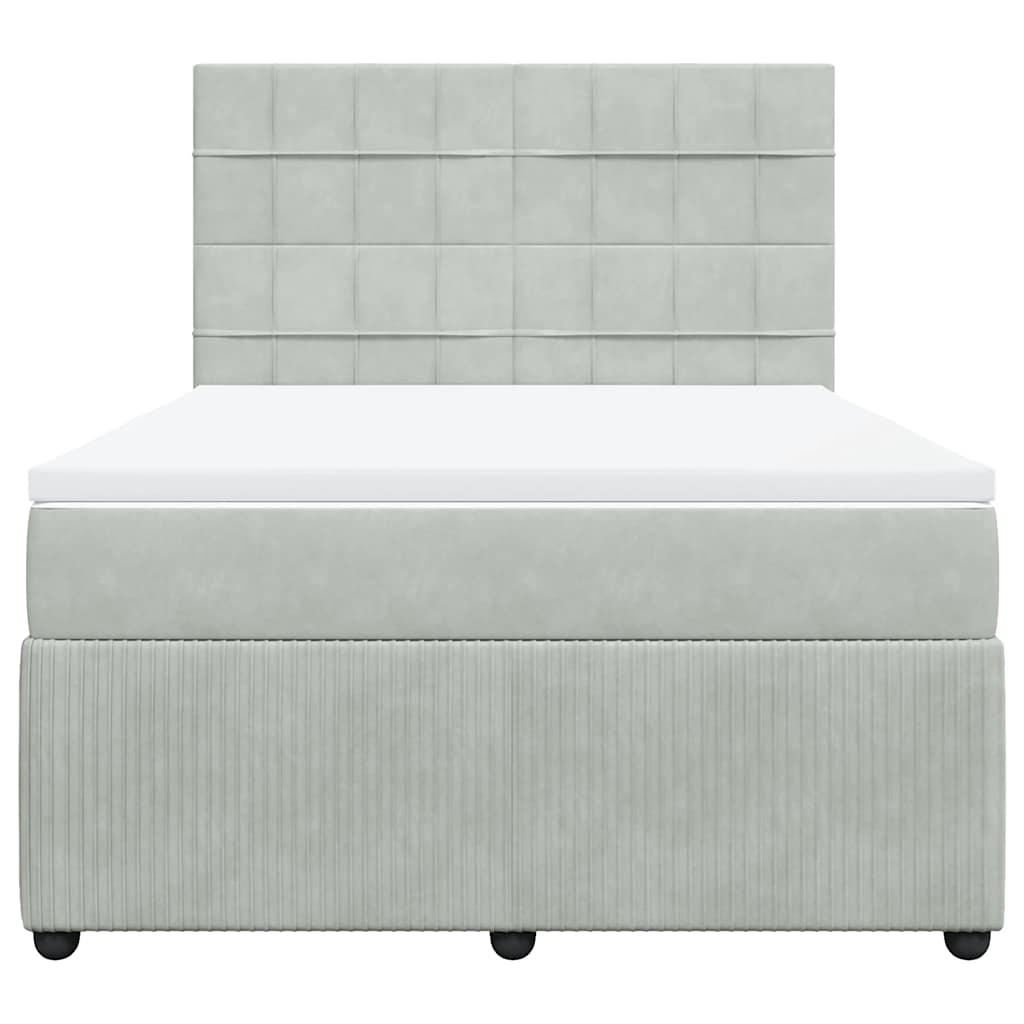 Cama com molas/colchão 160x200 cm veludo cinzento-claro