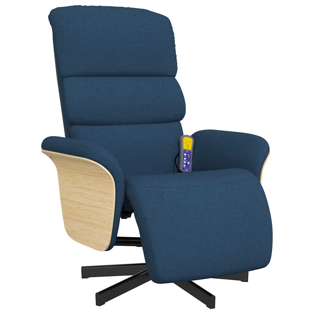 Cadeira de massagens reclinável c/ apoio de pés tecido azul