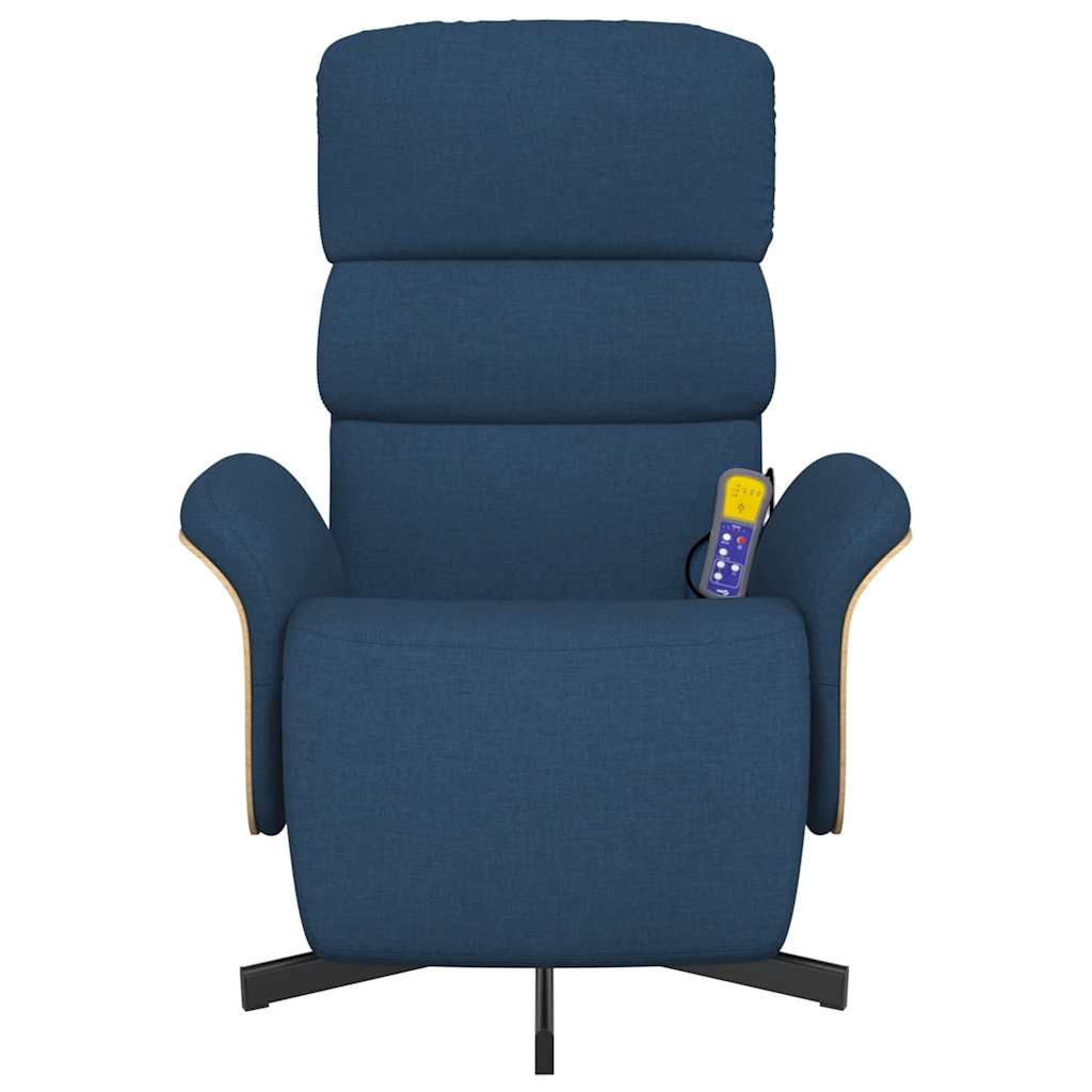 Cadeira de massagens reclinável c/ apoio de pés tecido azul