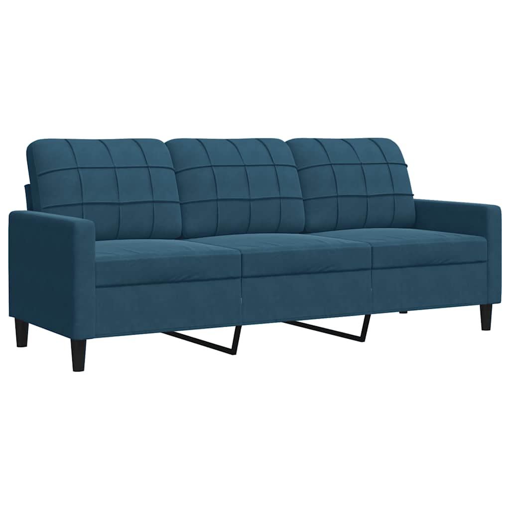 4 Pcs conjunto de sofás com almofadões veludo azul