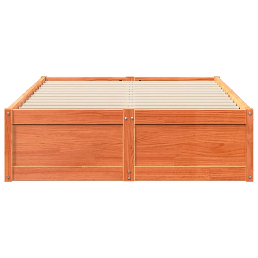 Cama sem colchão 120x190 cm madeira pinho maciça castanho-mel