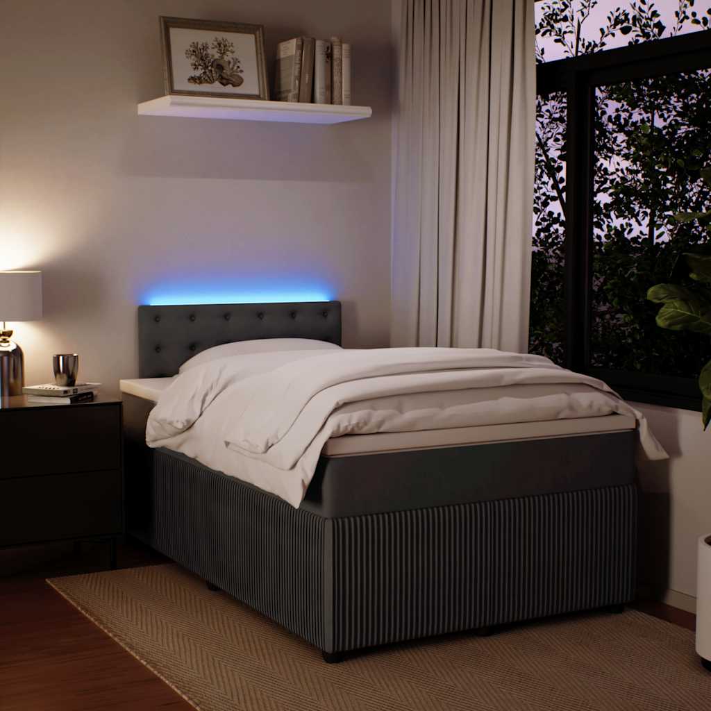 Cama boxspring com colchão 120x190 cm veludo cinzento-escuro