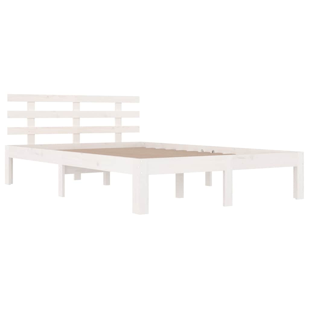 Estrutura cama pequena casal 120x190 cm pinho maciço branco