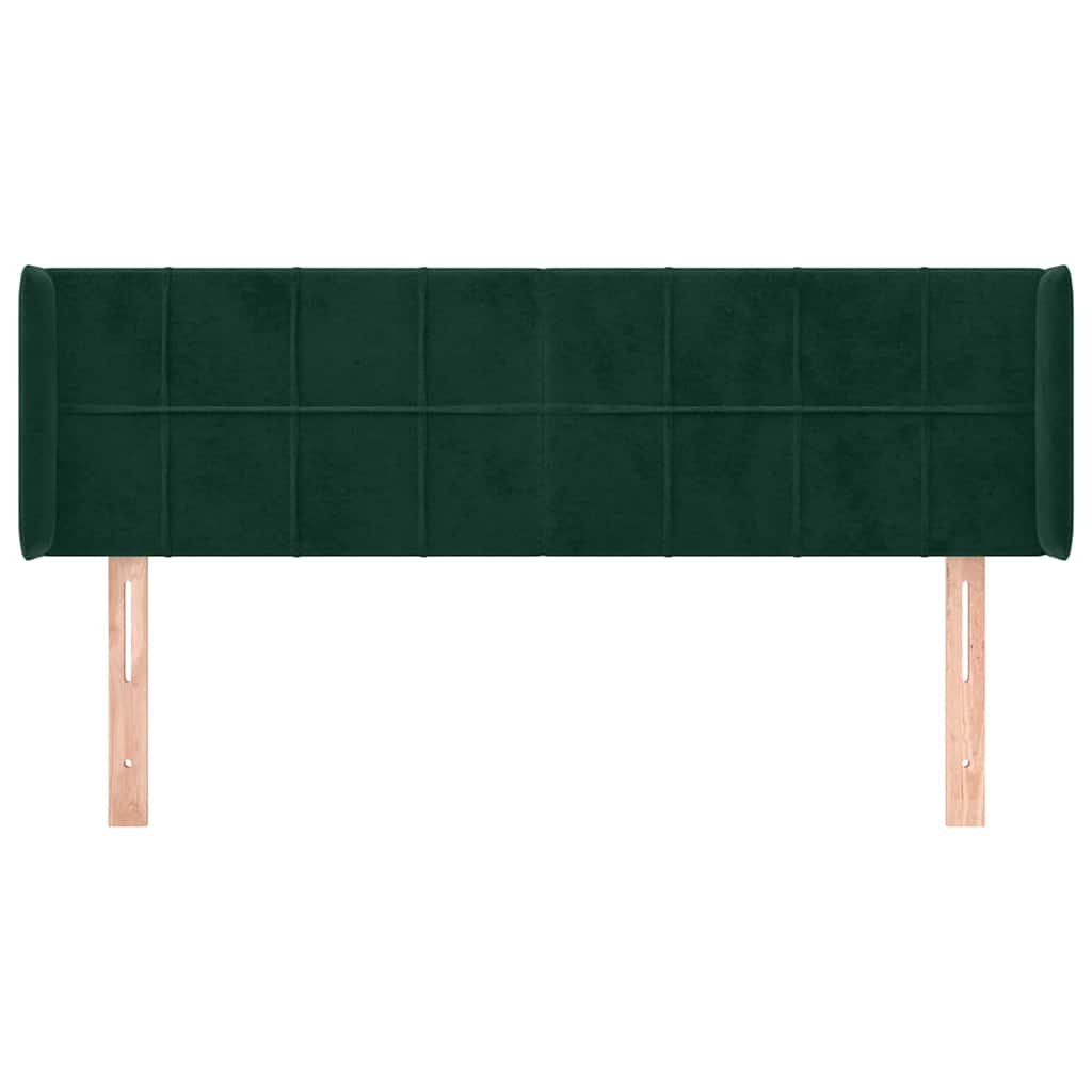 Cabeceira de cama c/ abas tecido 147x16x78/88cm verde-escuro