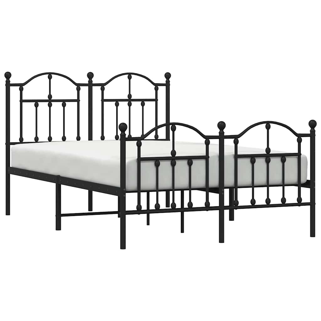 Estrutura de cama com cabeceira e pés 120x200 cm metal preto