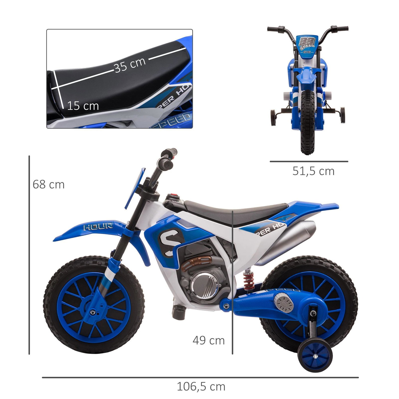 Mota Elétrica para Crianças acima de 3 Anos 12V Mota de Brinquedo Infantil com 2 Rodas de Equilíbrio Velocidade Máx. 8km/h Arran