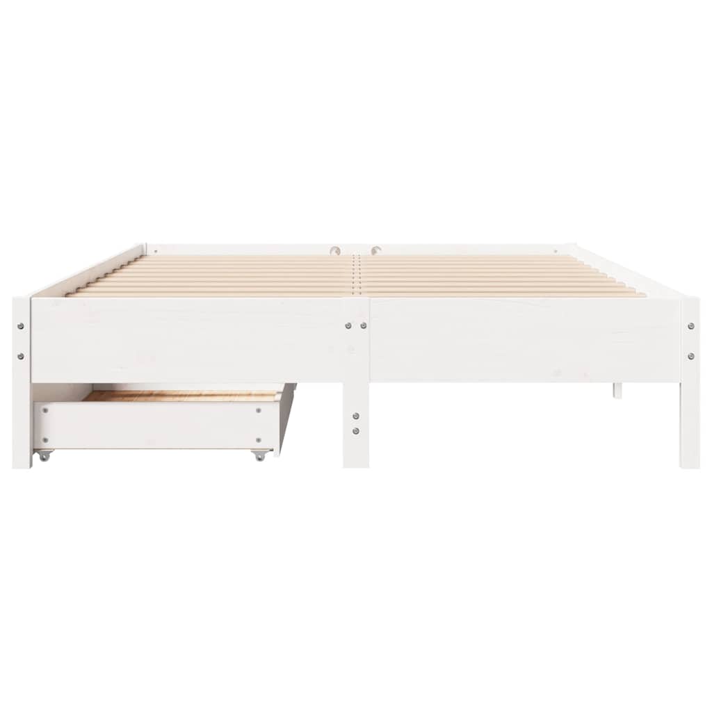 Cama sem colchão 140x190 cm madeira de pinho maciça branco