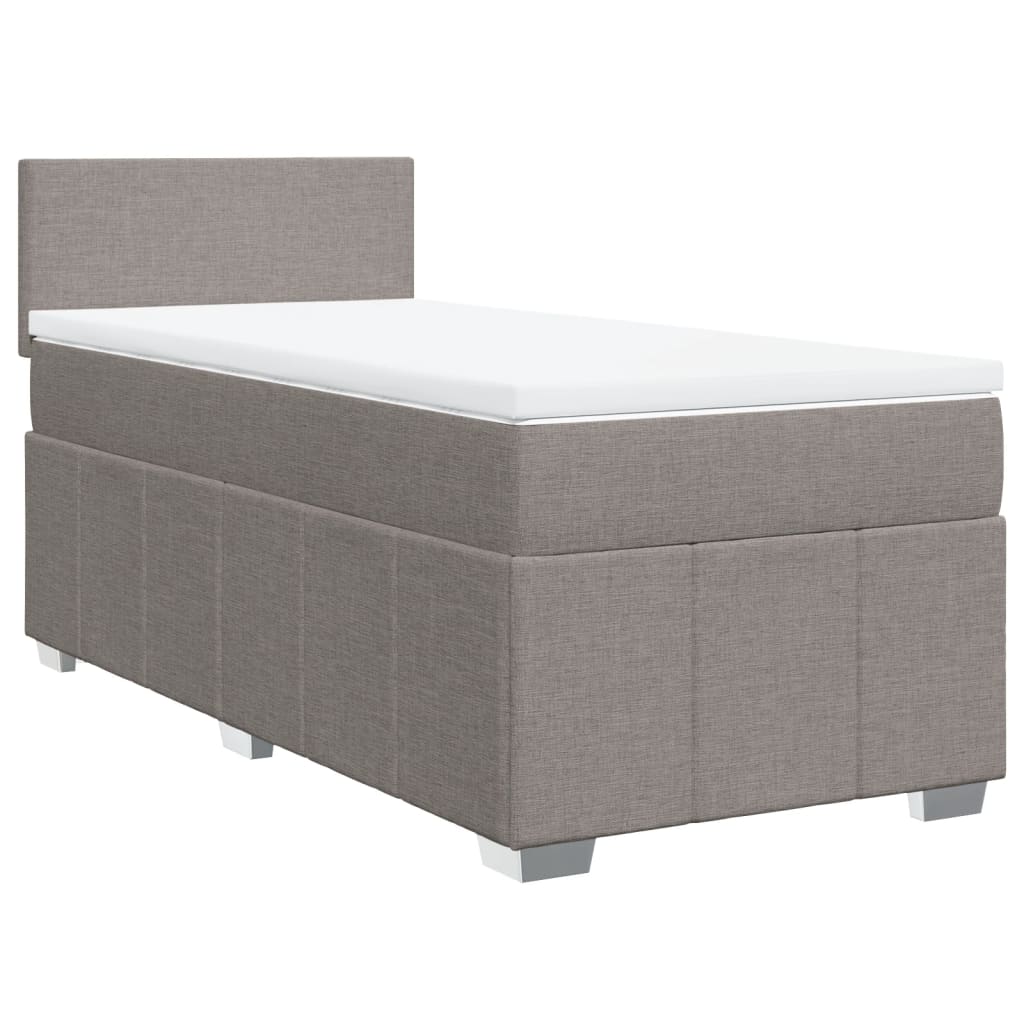 Cama com molas/colchão 100x200 cm tecido cinza-acastanhado