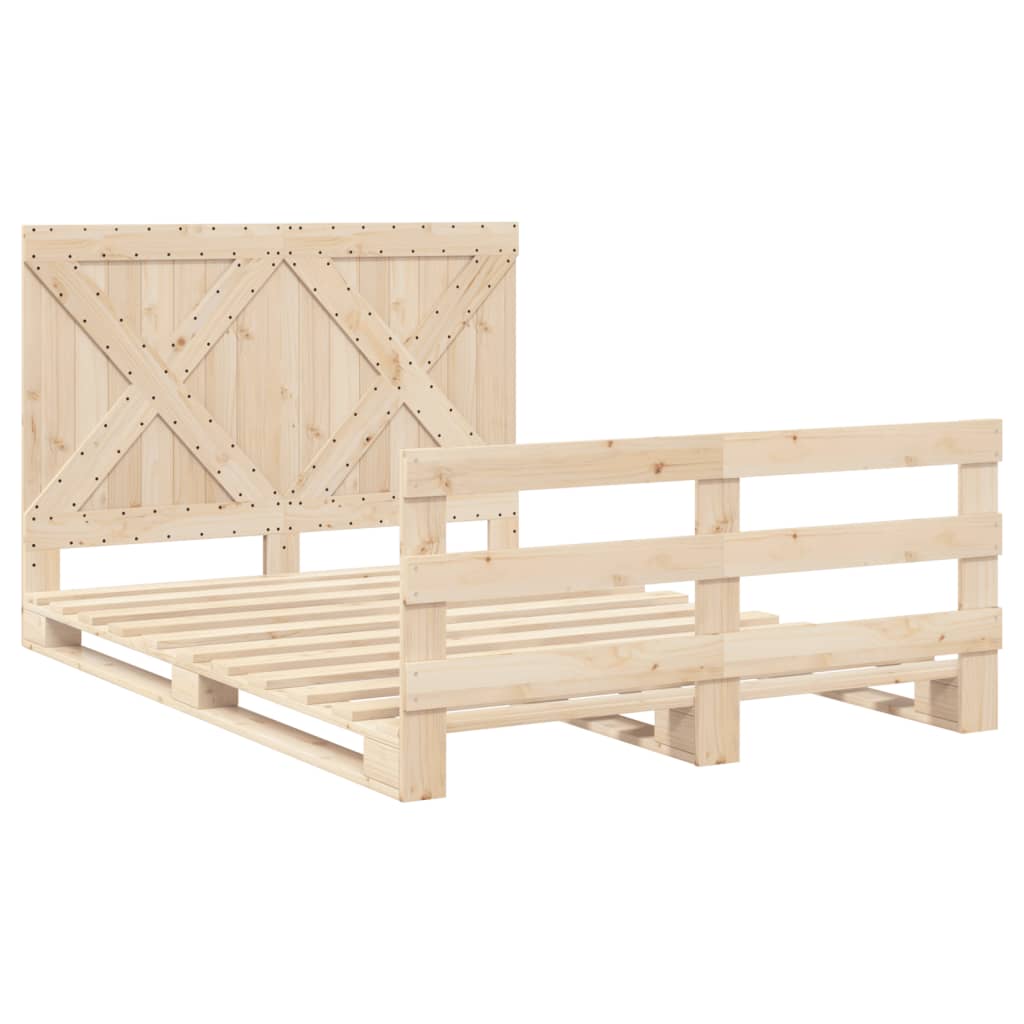 Estrutura de cama com cabeceira 140x200 cm pinho maciço