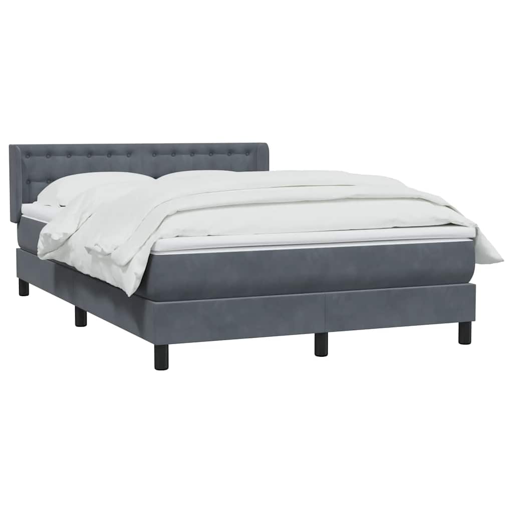 Cama com molas/colchão 160x210 cm veludo cinzento-escuro