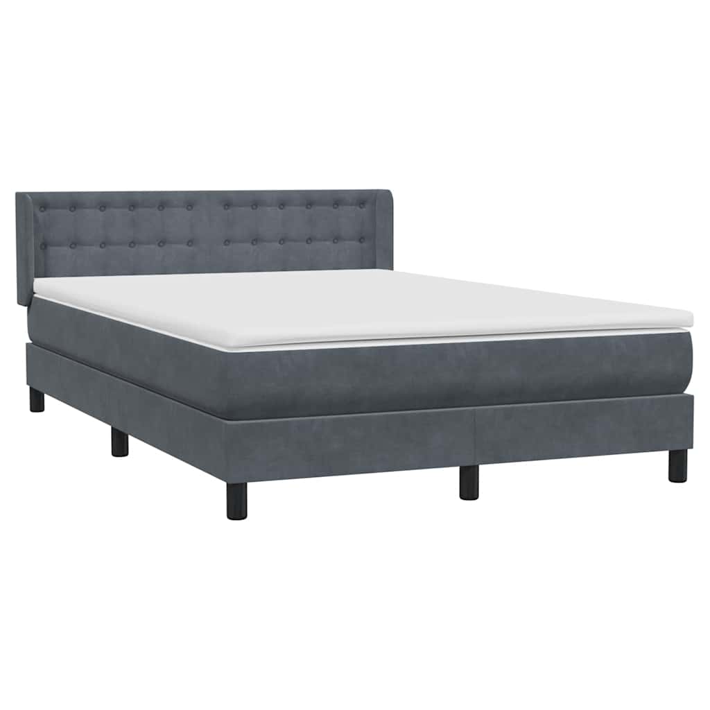 Cama com molas/colchão 160x210 cm veludo cinzento-escuro
