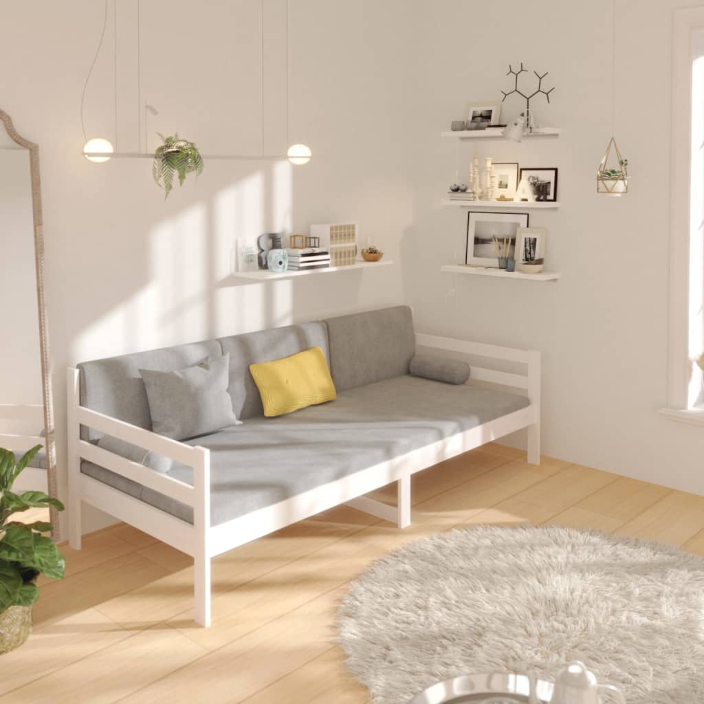 Sofá-cama sem colchão 90x190 cm madeira de pinho maciça branco